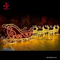 Escultura de llum LED 3D de cérvol i carro de vacances per a la decoració de Nadal a l'aire lliure